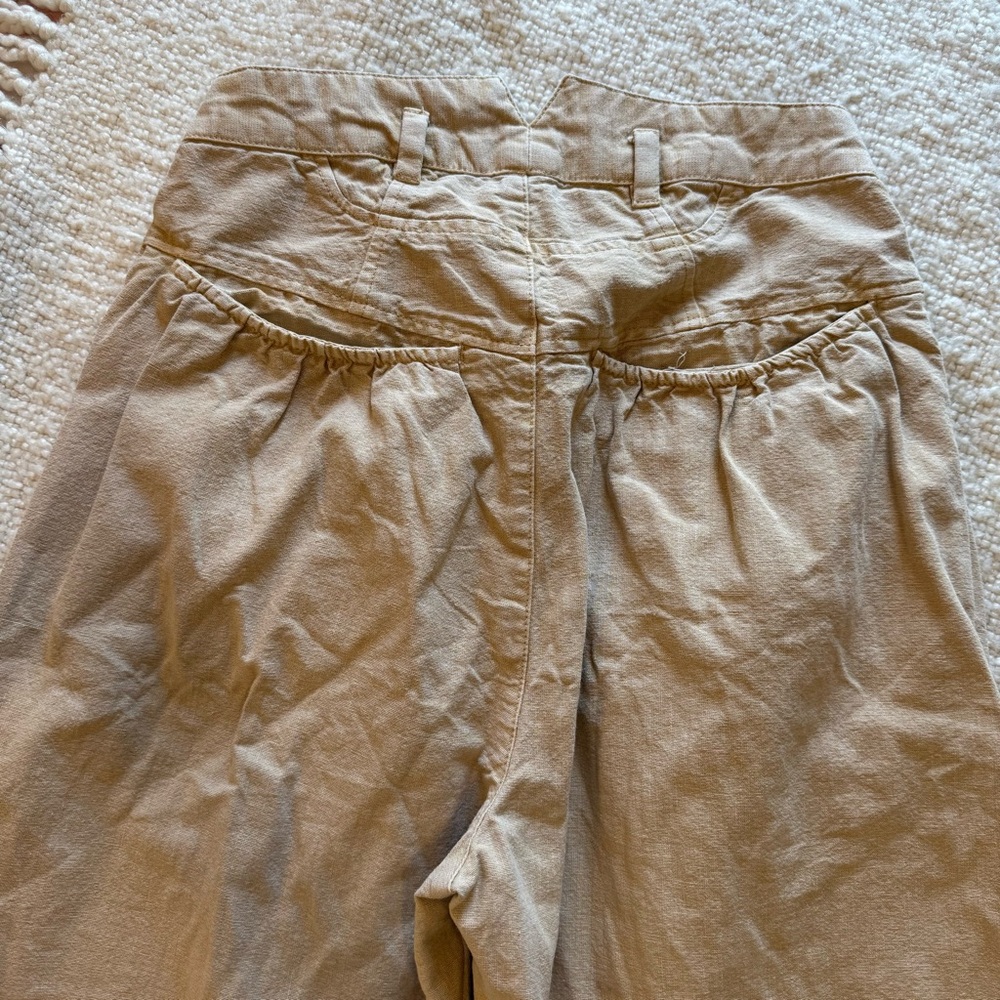 Free People Tan Linen Cropped Wide Leg Pants 0 - Picture 3 of 8